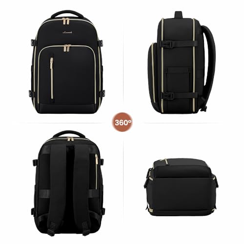 LOVEVOOK Carry on Backpack, Travel Backpack for Women Flight Approved, Waterproof Large Personal Item Travel Bag with 3 Packing Cubes, Daypack Luggage Weekender Overnight Backpack