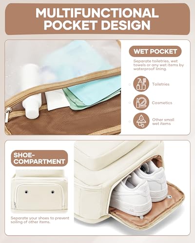 coofay Vacuum Backpack Travel with Pump Vacpack Backpack with Vacuum Seal Backpacks Traveling Backpacks Vacuum Compression Air Travel Bag Carry on Luggage - color: A-beige