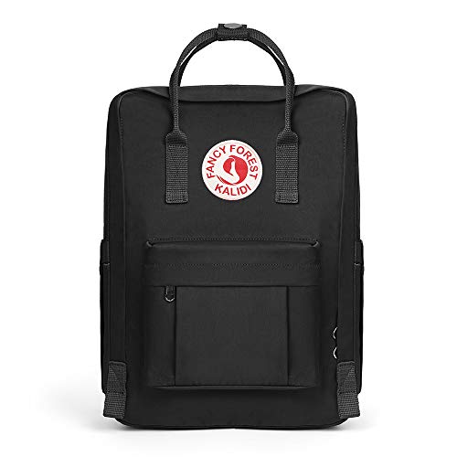 KALIDI Casual Laptop Backpack 15 Inches Classic Camping Rucksack Travel Outdoor Square Daypack College Hiking Gym Bag, Black - color: Black