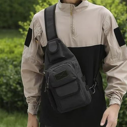 Sling Bag Crossbody Backpack for Men Women Travel Outdoor Camping (Black) - color: Black