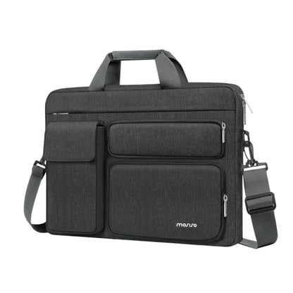 MOSISO Laptop Shoulder Bag 15.6 inch, 15-15.6 inch Computer Bag Compatible with MacBook Pro 16 inch, HP, Dell, Lenovo, Notebook with 2 Raised&1 Flapover&1 Horizontal Pocket&Handle&Belt, Charcoal Gray - color: Charcoal Gray, size: 16 inch
