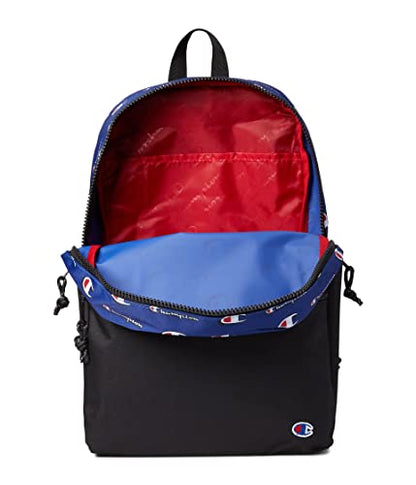 Champion Manuscript Backpack with Padded Adjustable Straps, Water Bottle Pocket for Work, Travel, Daily Use - color: Blue/Red/White