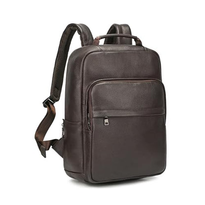 LUUFAN Genuine Leather Backpack for Men 15.6 Inch Laptop Daypack Rucksack Shoulder Bag for Business Travel Outdoor, Brown - color: 8019-brown