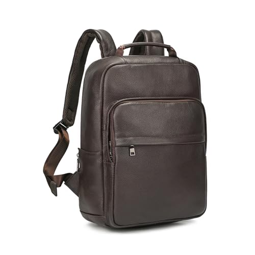 LUUFAN Genuine Leather Backpack for Men 15.6 Inch Laptop Daypack Rucksack Shoulder Bag for Business Travel Outdoor, Brown - color: 8019-brown