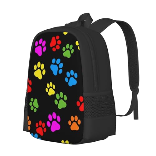 Slim Anti Theft Laptop Backpack Rainbow Puppy Dog Paws Animal Pet Colorful Paw Print, Large Volume Travel Daypack Durable Polyester Carry Bag for Office Business Outdoor Trekking - color: Design (573)