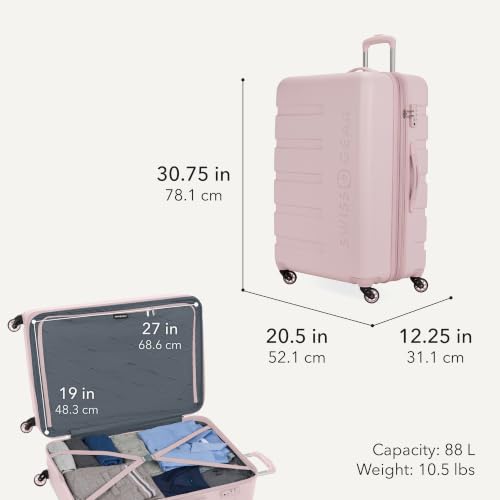 SWISSGEAR Signature Hardside Expandable Checked Large Spinner Luggage, ABS Construction, TSA-Friendly Lock, Pink, 27-Inch - color: Pink, size: Checked-Large 27-Inch