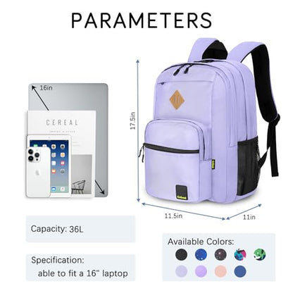 Goloni Lightweight Laptop Backpack 1.1Lbs, 26L Wear-Resistant Water Resistant Backpack with Laptop Compartment for Men Women - color: Light Purple