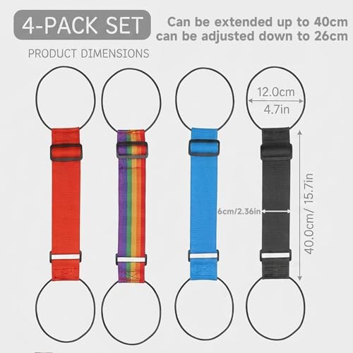 4 Pack Luggage Connector Straps, Adjustable Elastic Luggage Connector Straps for Suitcases, Travel Straps for Luggage Securing Bags, Backpacks & Accessories, Adjusts Extends to 40cm