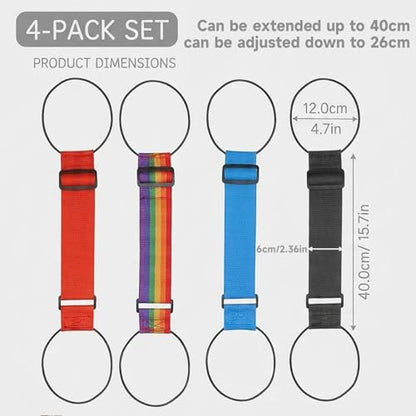 4 Pack Luggage Connector Straps, Adjustable Elastic Luggage Connector Straps for Suitcases, Travel Straps for Luggage Securing Bags, Backpacks & Accessories, Adjusts Extends to 40cm