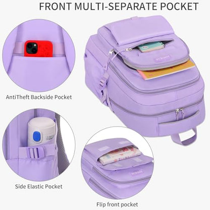 School backpack for Girls, Aesthetic Backpack for Women Cute Bookbag Preppy College (Purple) - color: Purple