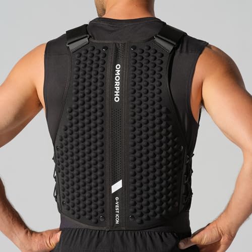 OMORPHO Men’s 20 lb G-Vest Icon Bundle, adjusts from 10 lb to 20 lb in increments with included G-Pack weight panels, low-profile, fully adjustable, comfort fit. Great for walking, hiking, running and training. - color: Black