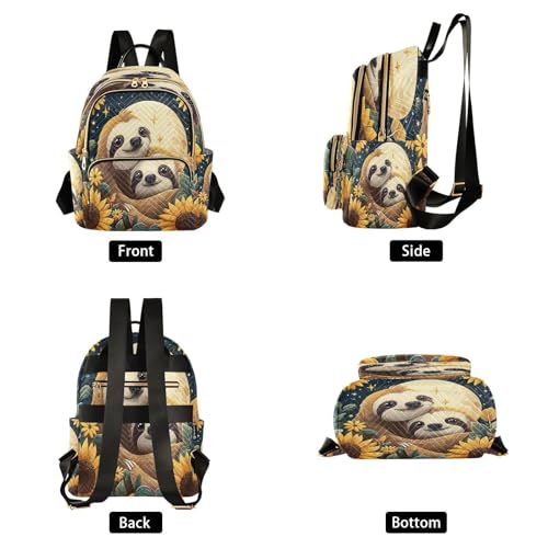 Animal Sloth Sunflower Moon Mini Backpack Purse for Women Shoulder Bag Fashion Daypack Ladies Handbag Lightweight Travel Bag Rucksack - color: Animal Sloth Sunflower Moon, size: Small