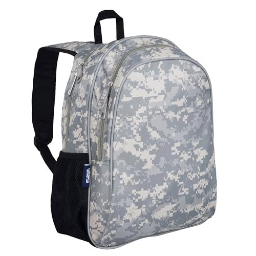 Wildkin 15 Inch Backpack for Boys/Girls, Digital Camo | Ages 5-10, padded straps, side water bottle pocket, coordinates with matching Wildkin lunch box and water bottle. - color: Digital Camo