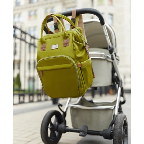 Diaper Bag Backpack, Multifunction Diaper Bag with Changing Station, Stylish Baby Bags, Large Unisex Diaper Backpack for Mom and Dad, Baby Registry Search, Portable Changing Pad – Yellow Green - color: Yellow Green