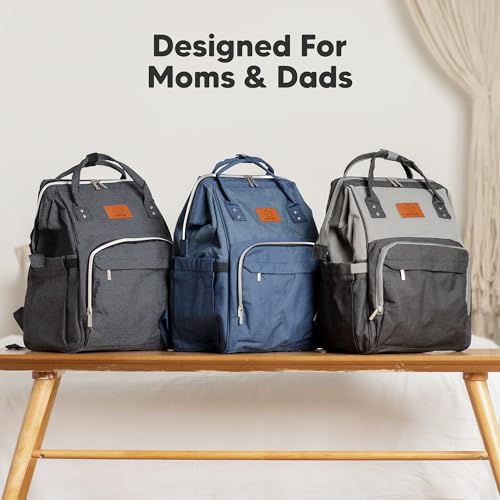 KeaBabies Baby Diaper Bag Backpack - Large Baby Bag for Boys, Girls, Waterproof Multi Function Travel Diaper Backpack with Changing Pad, Durable Travel Essentials for Moms and Dads (Navy Blue) - color: Navy Blue