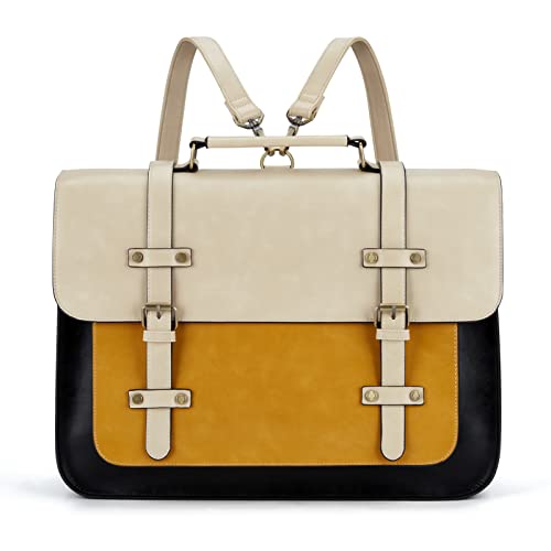 ECOSUSI Laptop Bag for Women Vegan Leather Messenger Bag Fashion Briefcase Computer Satchel Bag - color: Black