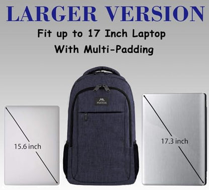 MATEIN Large College Backpack, Sturdy Computer Backpack Fits 17 inch Notebook, Carryon Luggage Travel Laptop Bag for Business Men and Women Christmas New Year Gift, Blue - color: Navy Blue, size: 17 Inch