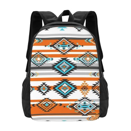 Lightweight Daypack Southwest Native Indian American Tribal Ethnic Aztec Print, Stands Upright, Padded Laptop Sleeve, for Commuters & Travel - color: Design (406)