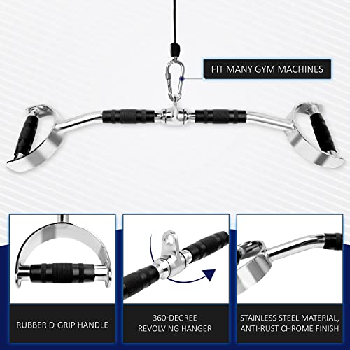 Yes4All Neutral Paddle Grip LAT Pull Down Bar, Range of Motion Spreader Handle Cable Attachments - color: Press Down Bar 27 Inches