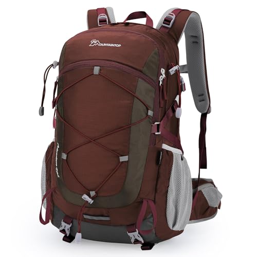 MOUNTAINTOP 25L/40L Hiking Backpack,Lightweight Travel Backpack for Men Women Outdoor Backpacking, Camping - color: Maroon, size: 40L