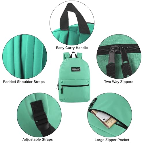 Trail maker Classic 17 inch Backpacks with Adjustable Padded Straps | School Backpacks for Girls, Boys (Aqua) - color: Aqua