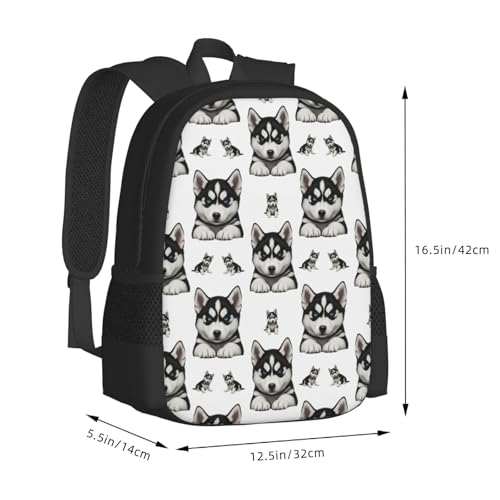 Wear Resistant Outdoor Backpack Husky Dog Printing, Big Capacity Adjustable Strap Rucksack Unisex Bag for Trekking Camping Daily Carrying - color: Design (404)