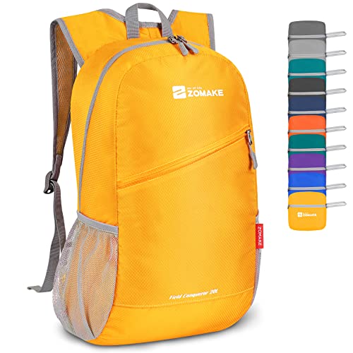 ZOMAKE Lightweight Packable Backpack 20L,Foldable Backpacks Small Daypack for Hiking Water Resistant Day Bag for Travel(Yellow) - color: Yellow