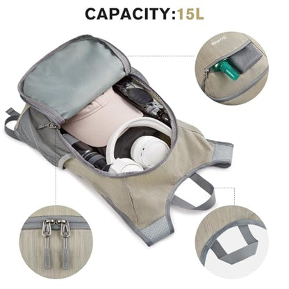 G4Free 15L Hiking Daypack Lightweight Travel Backpack Packable Outdoor Casual Foldable Shoulder Bag (Beige) - color: Beige