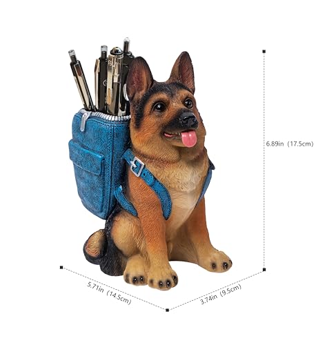 Cute Dog Pen Holder for Desk, Pencil Holder, Creative Desktop Pen Organizer Pencil Cups, Unique Desk Accessories Decor for Home Office School, German Shepherd Gifts for Dog Lovers - style: German shepherd