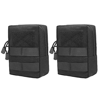 Azarxis Molle Pouches, Tactical Compact EDC Small Utility Pouch Waist Bags Sundries Storage Admin Organize Gear Gadget for Military Backpack - color: #03 Black - 5.91"x4.33" - 2 Pack