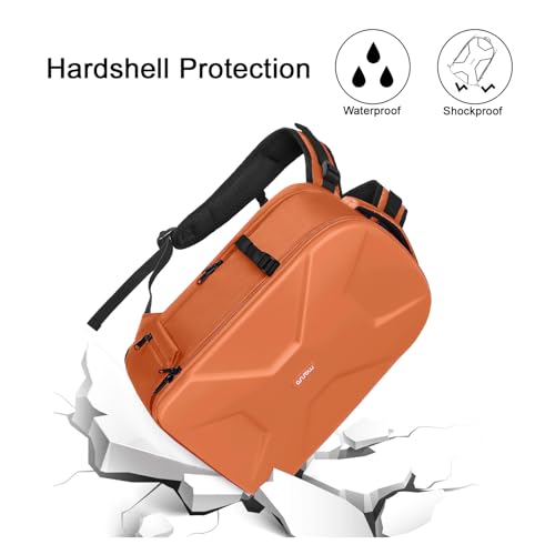 MOSISO Camera Backpack, DSLR/SLR/Mirrorless Photography Camera Bag 15-16 inch Waterproof Hardshell Case with Tripod Holder&Laptop Compartment Compatible with Canon/Nikon/Sony, Orange - color: Orange
