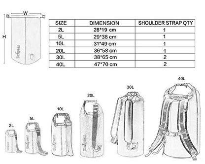 Unigear Dry Bag Waterproof, 2L/5L/10L/20L/30L/40L Floating and Lightweight Bags for Kayaking, Boating, Fishing, Swimming and Camping with Waterproof Phone Case - color: Black, size: 5L