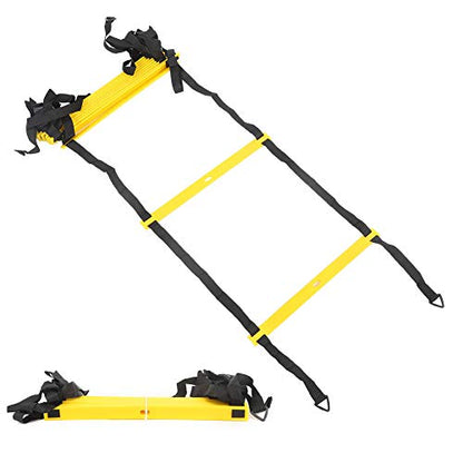 12 Rungs Soft Agile Step Ladder, Football Training Ladder, Adjustable Spacing Speed Ladder with Triangular Hook for Grass, Reinforced Belt for Coordination and Warm - Up