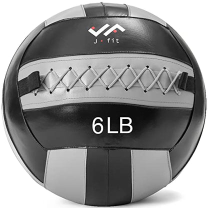 JFit Wall Ball – Premium Soft Weighted Exercise Ball for Strength, Conditioning, Gym & Home Workouts, 4-30 LB - color: Gray/Black, style: 6 LB