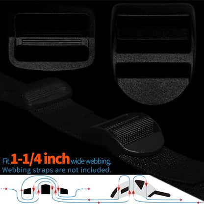 LASIGHT 4 Pack Slider Ladder Lock Buckle and Tri-glide Slide for 3/4", 1", 1-1/4", 1-1/2", 2" Webbing Strap - style: Fit 1 1/4" Webbing