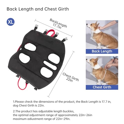 Wakytu Dog Emergency Rescue Sling - Lightweight Packable Lift Harness - size: XL（22-33lbs）