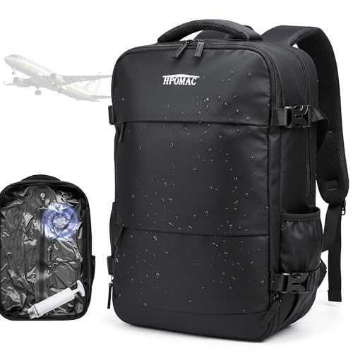 Vacuum Seal Travel Backpack Expandable with Compression System Carry-on Backpack with 17" Laptop Mochila, Water Bottle Pocket, Personal Item Backpack for Weekender Business Hiking, Water Resistant - color: Black, size: 40L