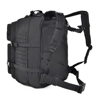 64L Large Tactical Backpack, Military Backpack, Molle Backpack, Tactical Bag, Hiking Daypacks (3, black)