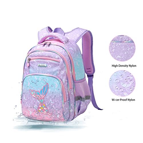 Cusangel Backpack for Girls Boys School Bookbags Kindergarten Elementary Lightweight Waterproof Multifunctional Large Capacity for Backpack (16 inch Fun Prints) - color: Sea Mermaid 16in
