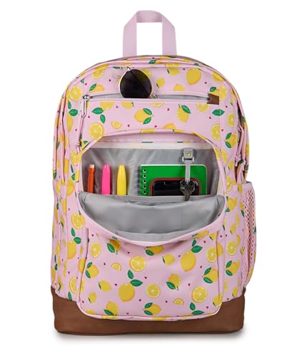 JanSport Cool Backpack with 15-inch Laptop Sleeve, Large Computer Bag Rucksack with 2 Compartments, Ergonomic Straps, Lemonade Stand - color: Lemonade Stand Pink Ice/Yellow/Green