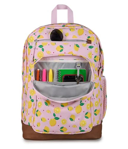 JanSport Cool Backpack with 15-inch Laptop Sleeve, Large Computer Bag Rucksack with 2 Compartments, Ergonomic Straps, Lemonade Stand - color: Lemonade Stand Pink Ice/Yellow/Green