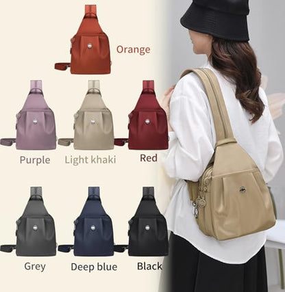 3 in 1 Anti Theft Travel Tote Bag, Convertible Capacity Backpack Purse, Lightweight Sling Bag for Women's Commute & Outdoor (Light Khaki) - color: Light Khaki