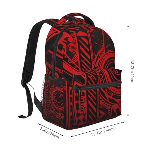 Black and red tribal pattern Travel Backpack for Men & Women 15.6 inch Laptop Backpack Waterproof Work Back Pack - color: Black and Red Tribal Pattern