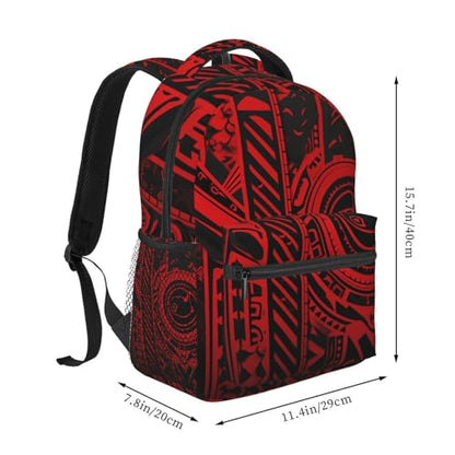 Black and red tribal pattern Travel Backpack for Men & Women 15.6 inch Laptop Backpack Waterproof Work Back Pack - color: Black and Red Tribal Pattern