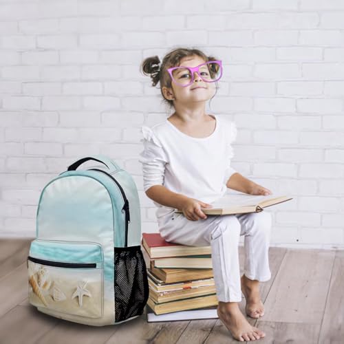 Miaoquhe Sea Shell Backpack Animal Printed Laptop Backpack for Girls Boys Kids Beach Sea Star School Bookbags College Shoulder Bag Computer Daypack for Women Men Travel Work - color: Beach