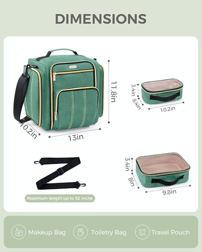 BALULHG Large Travel Makeup Bag - Cosmetic Organizer with 4 Removable transparent Inner Pockets, Multi-functional Toiletry Bag for Accessories & Brushes, Women's Beauty Case,Patent Pending - color: Green