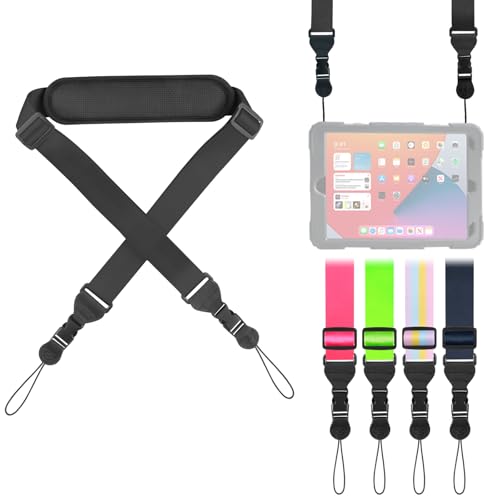 FIEIL Universal Shoulder Strap, Neoprene Padded Bag Strap with Double Adjustable Buckles, Replacement Comfortable Neck Lanyard for Camera, Cellphone Tablet,iPad, Laptop, Binocular, Luggage Bag(Black) - color: Black