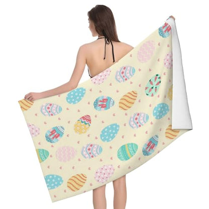 Easter Eggs Beach Towel, Cute Easter Gift Quick Dry Sand Free Absorbent Bath Towel, Microfiber Lightweight Towel Pool Travel Camping Gym Swim 30x60 Inch/ 77X153cm - color: Easter Eggs