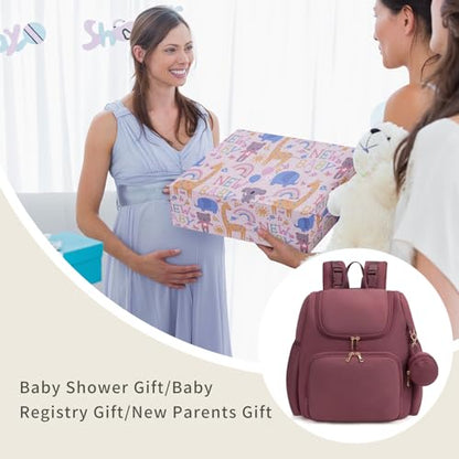 CEI-CEI Neoprene Diaper Bag Backpack Stylish Baby Maternity Bags Travel Tote for Mom with Insulated Pockets, Changing Pad, Stowable Shoulder Strap - color: Rose