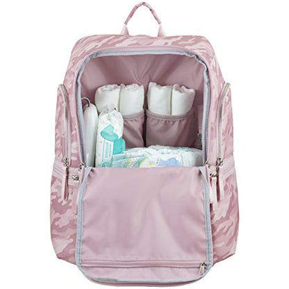 BODHI Baby Waterproof Multi-Function Travel Essentials Baby Tote Diaper Bag Backpack Changing Pad, Stroller Straps for Parents, Unisex, Pink Fluid Camo - color: Pink Fluid Camo